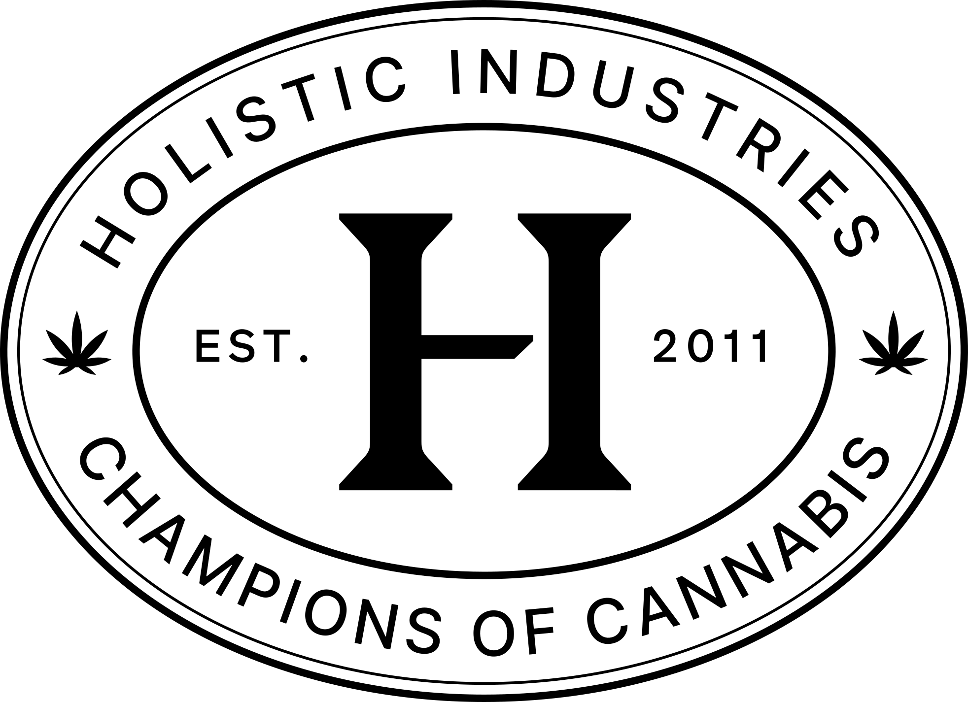 Holistic Industries logo—"H", cannabis leaves, "Est. 2011", for cannabis lighting tech.