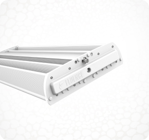 Close-up of RAPTR Series LED grow light for commercial cannabis cultivation.