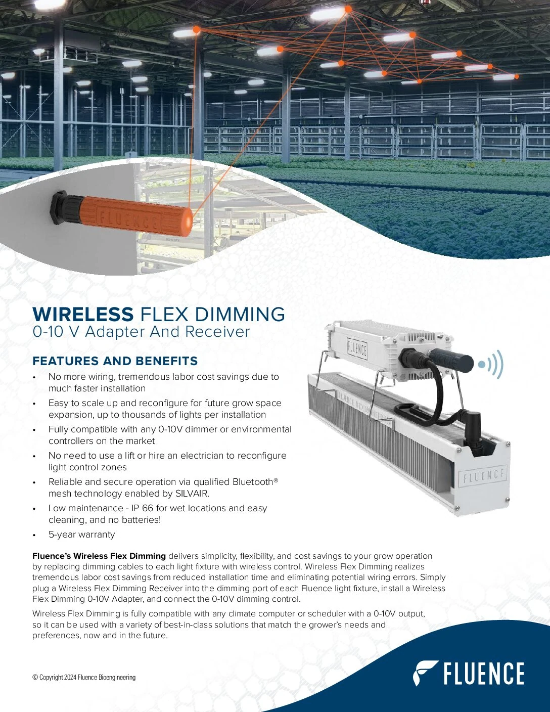 Wireless 0-10V dimming adapter for LED grow lights in cannabis cultivation.