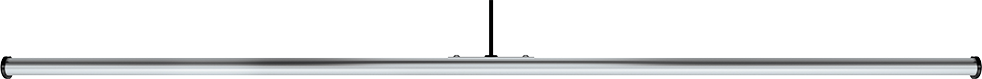 A horizontal LED grow light bar for cannabis with vertical support rod, isolated.