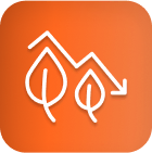 White outline downward arrow over leaves, symbolizing cannabis cultivation decline.