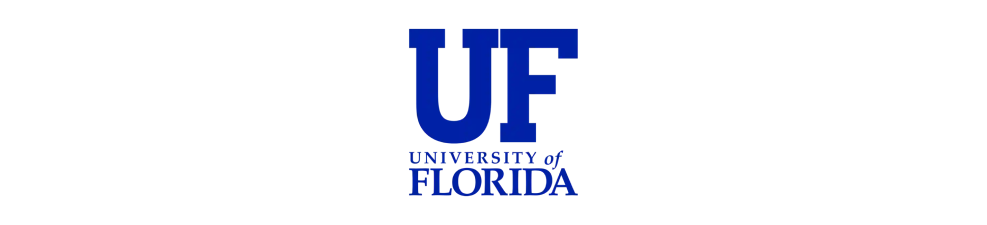 UF logo in blue, University of Florida text, cannabis lighting technology branding.