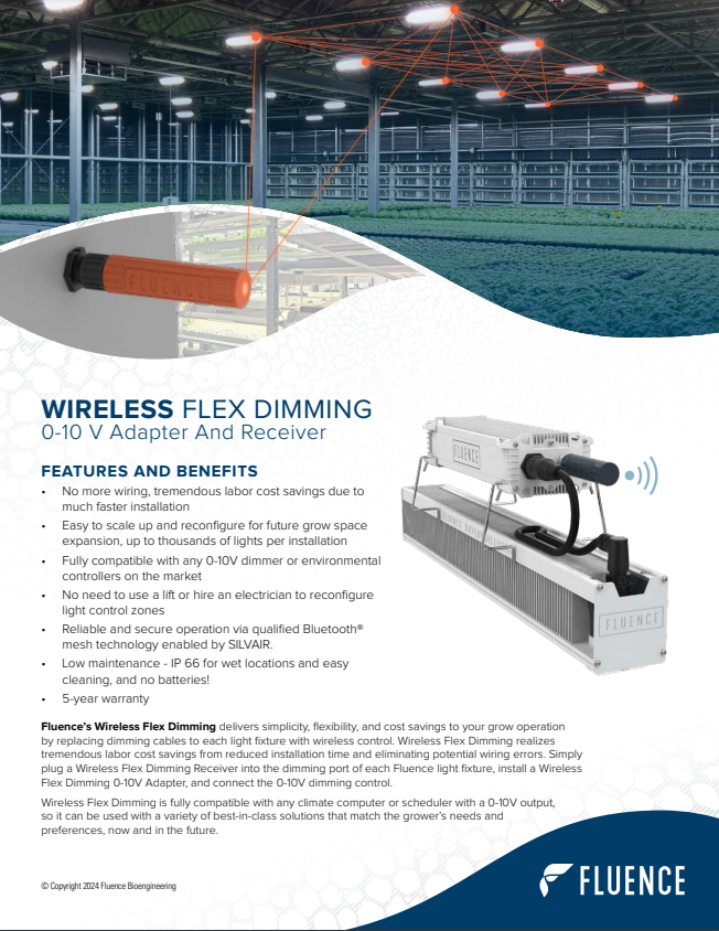 Diagram of wireless LED grow lights for cannabis in commercial cultivation setup.