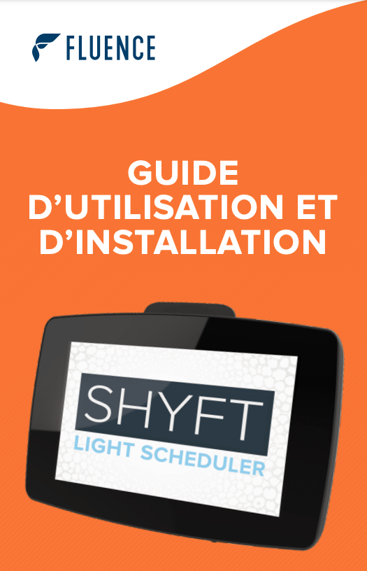 Front cover of Fluence SHYFT Scheduler manual for LED cannabis grow lights.