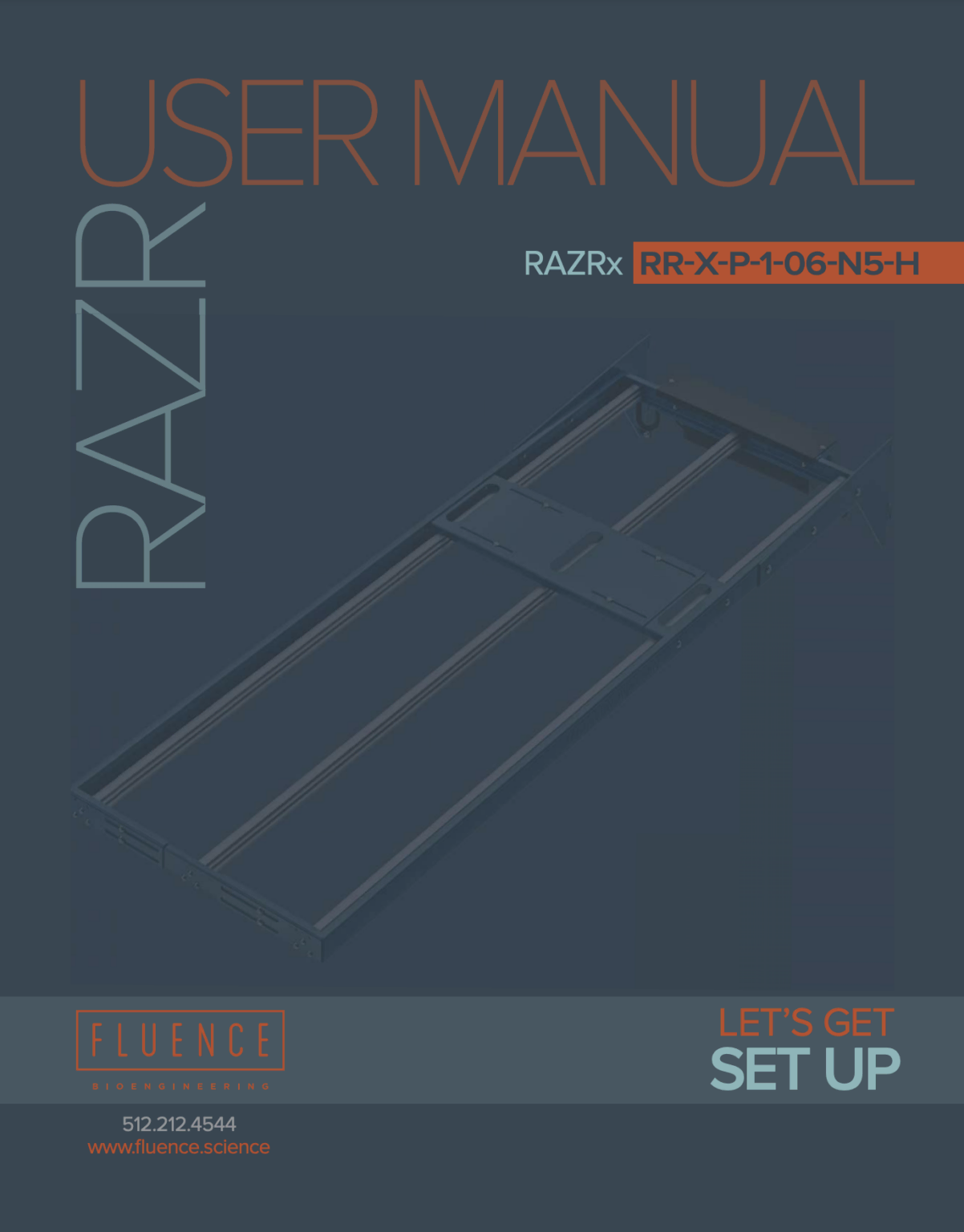 Cover of Fluence RAZRx LED grow lights for commercial cannabis cultivation user guide.