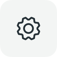Black gear icon on gray square, symbolizing cannabis grow light technology settings.