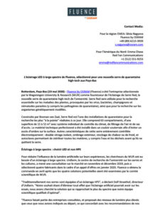 French press release from Fluence about LED grow lights for cannabis cultivation.