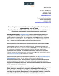Communiqué de presse sur la recherche sur la technologie d'éclairage du cannabis par Fluence, lampes de culture à LED.