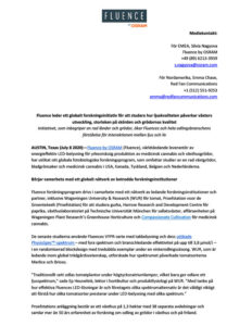 Press release on cannabis lighting technology for commercial cannabis cultivation.