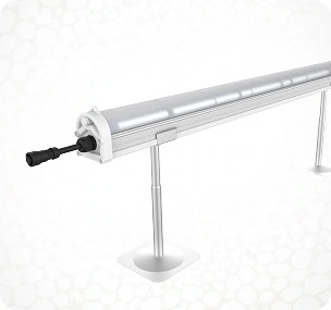 Cylindrical pool cover roller with crank, shown for commercial cannabis cultivation spaces.