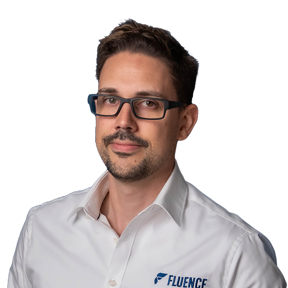 David Hawley, Ph.D., expert in cannabis lighting technology, in FLUENCE shirt.