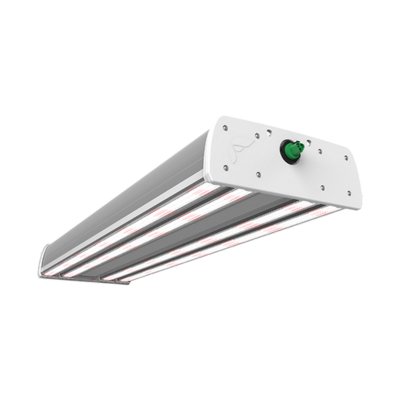 LED grow light for cannabis with four strips, green knob, for commercial use.