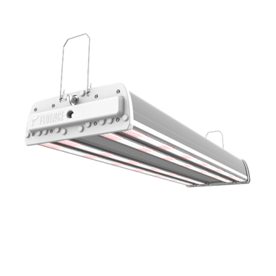 Commercial LED grow light fixture for cannabis cultivation with linear strips.