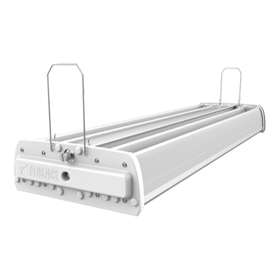 Commercial LED grow light fixture for cannabis cultivation, angled view.