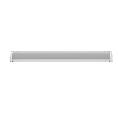 Sleek silver LED grow light bar for commercial cannabis cultivation setup.